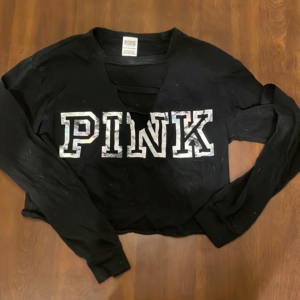 Pink (Victoria Secret) long sleeve crop top